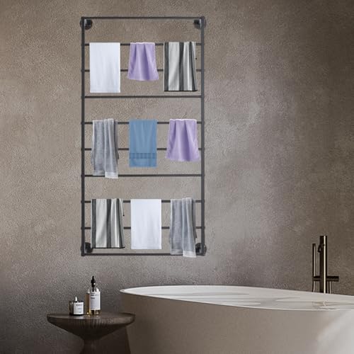 Wall Mounted Scarf Rack, 10-Layer Wrapping Paper Ribbon Organizer Scarves Tie & Scarf Rack Belts Towel Holder Necktie Hijab Display shelving Metal Racks for Flower Shop Retail Store home 23"×47"