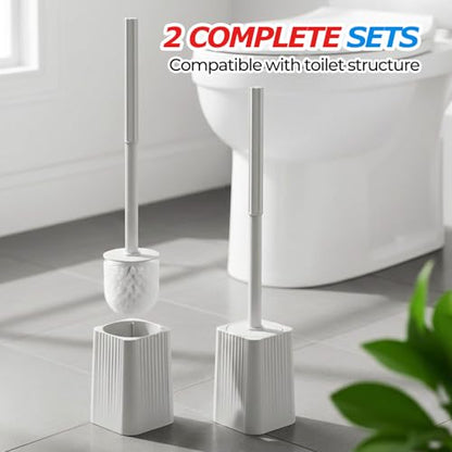 FORASTO 2Pack Toilet Bowl Brush and Holder Set - Restroom Cleaning Supplies - color: Light Gray, size: 2PACK