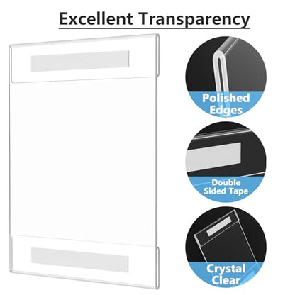 MaxGear Acrylic Sign Holder 8.5 x 11 Wall Mount with Tape, 4 Pack, Vertical - size: 8.5"x11"-2Pack (Pack of 2)