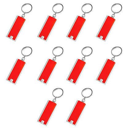 DISCOUNT PROMOS 10 Flashlight Keychains Pack - Rectangle, Plastic - Red - color: Red, size: 10 keychains