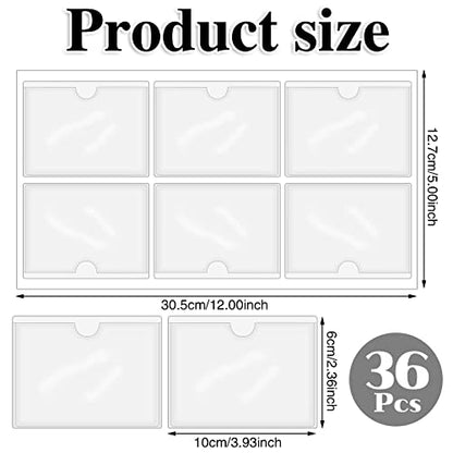 36 Pack Adhesive Index Card Pockets, Clear Top-Load Holders, 2.4 x 3.9 in - size: 2.4 x 3.9 Inches