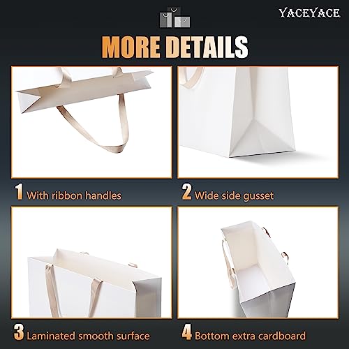 White Paper Gift Bags with Handles, 10Pcs 16"x6"x12" Extra Large - color: White, size: 16 x 6 x 12 Inch