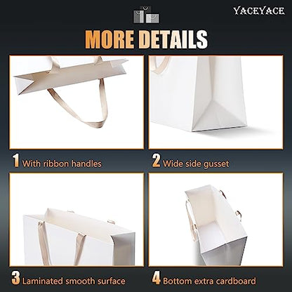 White Paper Gift Bags with Handles, 10Pcs 16"x6"x12" Extra Large - color: White, size: 16 x 6 x 12 Inch