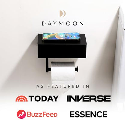 Day Moon™ - Toilet Paper Holder with Shelf & Storage - Wall Mount, Black - color: Matte Black