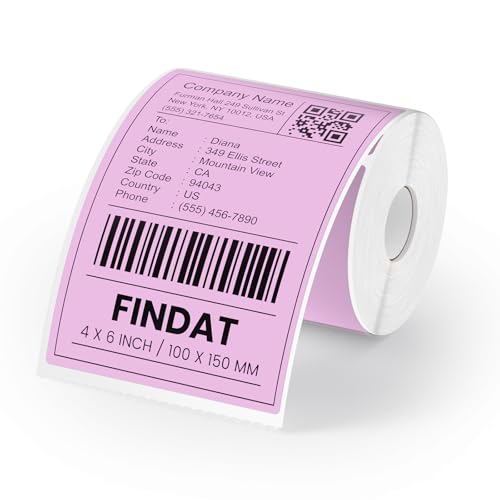 Direct Thermal Label Purple Vinyl 4 x 6 Inch Printer Sticker 250 PCS - color: Purple