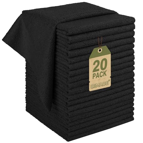 UNIMADE Microfiber Cleaning Cloth, 20 Pack Reusable Microfiber Towels - color: Black, size: 20PK