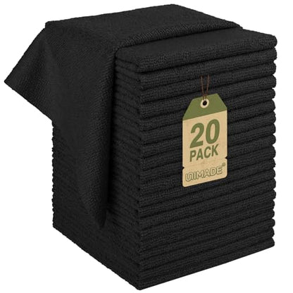 UNIMADE Microfiber Cleaning Cloth, 20 Pack Reusable Microfiber Towels - color: Black, size: 20PK