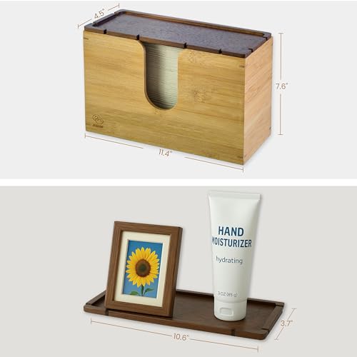 eBun Bamboo Paper Towel Dispenser with Removable Wooden Lid Tray, Bamboo - color: Bamboo