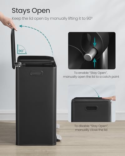 SONGMICS Trash Can, 2 x 8 Gallon, Soft-Close Lids, Stainless Steel - color: Black, size: 2 x 8 Gal. (Old)