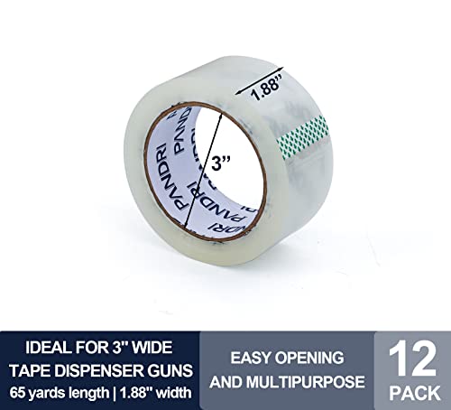 PANDRI 12 Pack Heavy Duty Packing Tape, 1.88" x 65yd Per Roll, Total 780yd - size: 1.88 Inch 12 Rolls