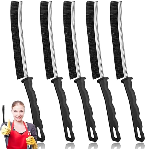 Commercial-Grade Crevice Cleaning Brush Set, Ultra-Stiff Heavy-Duty Gap Scrubber Tools for Bathroom Grout, Window Tracks & Auto Detailing, Zero Cross-Contamination - size: 5Pack