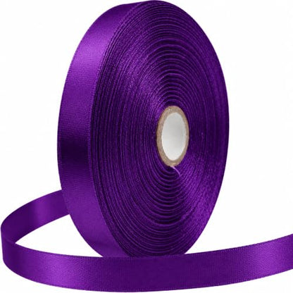 1/2 Inch Purple Satin Ribbon 50 Yards Single Face Polyester - color: Purple, size: 1/2 inch