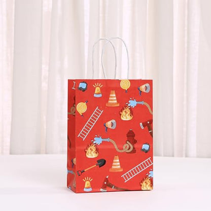 piqiya Fire Truck Party Favor Bags,24pcs Firetruck Gift Treat Goodie Bag for Fire Safety Awareness Events,Firefighter Candy Treat Paper Bag, Gift Bags for Fireman Birthday Party Rescue - color: Firetruck