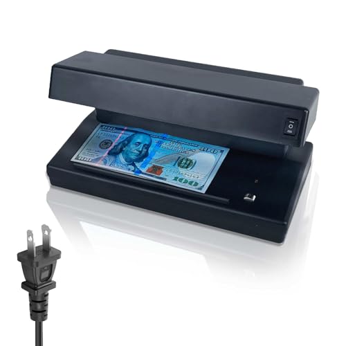 Counterfeit Bill Detector with Powerfull 2 * 6W UV Light, Magnetic Detection and Watermark Detection, Suitable for All Currencies, Credit Cards and IDs, Black