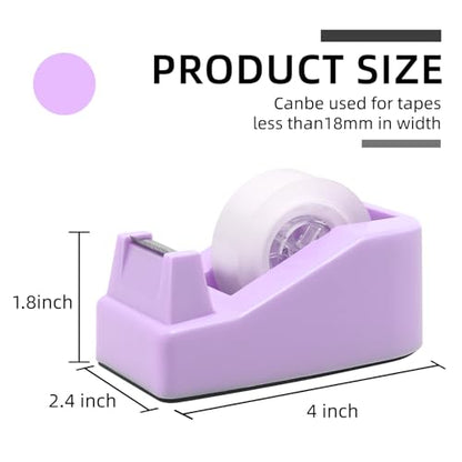 Desktop Tape Dispenser Heavy Duty Desk Accessories Floral Office Tape Dispensers, Weighted Non-Skid Base, Macaron Purple - color: Purple