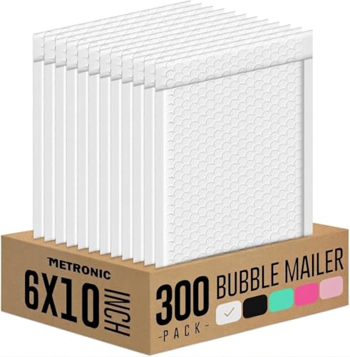 METRONIC Bubble Mailers 6x10" Padded Envelopes White 300 Pack Waterproof - color: White, size: 6x10" 300 pc