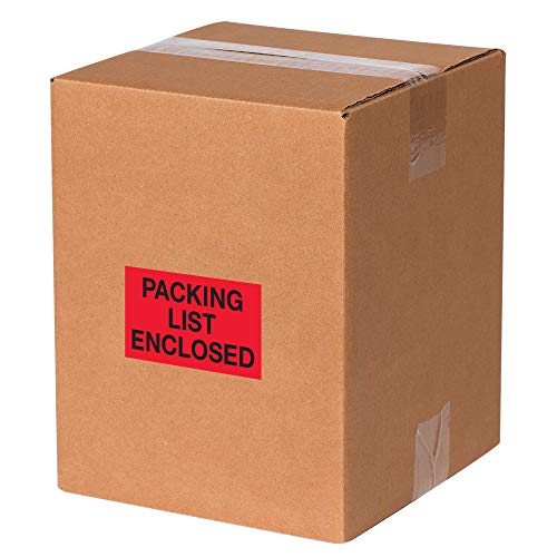Tape Logic Aviditi Tape Logic 2" x 3","Packing List Enclosed" Fluorescent Red Sticker, for Shipping, Handling, Packing, and Moving (1 Roll of 500 Labels)