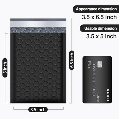 UCGOU Mini Bubble Mailers 3.5x6.5" Padded Black 50 Pack Usable Size 3.5x5" - color: Black, size: 3.5x6.5" 50PC