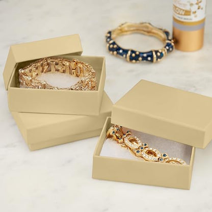 BULK PARADISE 6 Pack Cotton Fill Craft Brown Cardboard Paper Jewelry Box Gift Size 3.08 x 2.28 x 1.1 Inches Perfect for Small Gifts - color: Craft Brown