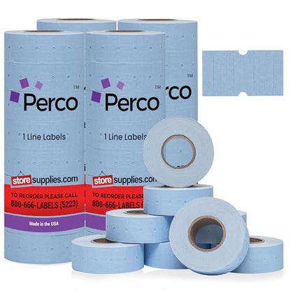 Perco 1-Line Blue Blank Price & Date Gun Labels – 32 Rolls, 32,000 Count - color: Blue, size: 4 Sleeves