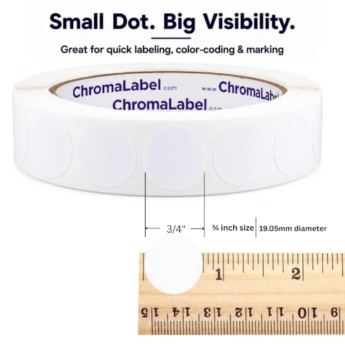 ChromaLabel White Circle Stickers, 3/4 Inch, 1000/Roll - color: White, size: 3/4"