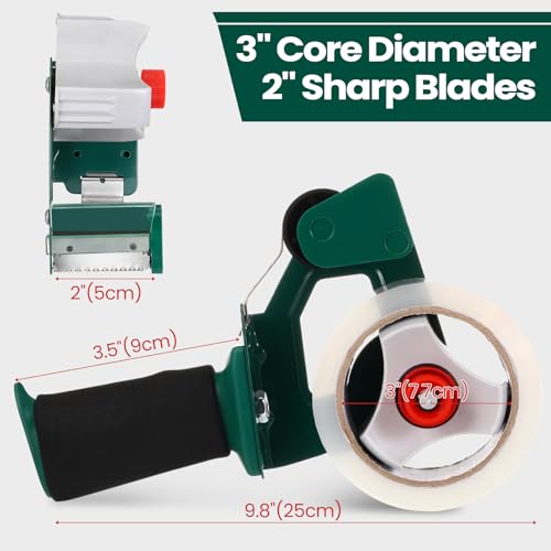 Dunzoom 2 Pack Packing Tape Dispenser Gun, 12 Rolls 2 Inch, Green - color: Green