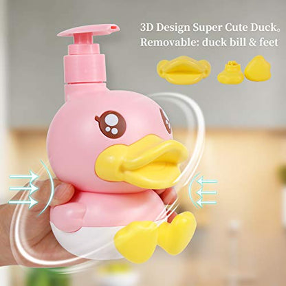 Pink Duck Cute Soap Dispenser for Kids Gift - color: Pink