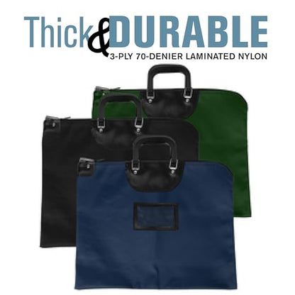 BankSupplies HIPAA Locking Courier Bags with Handles & Card Holder Keyed Differently - Forest Green - 19W x 15H - Durable Laminated Nylon Fabric - Metal Pop - color: Forest Green
