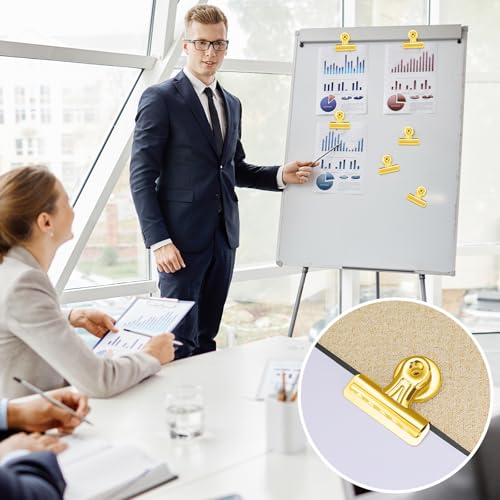 MorningRo 18 Pcs Magnetic Clips Metal Heavy Duty, Gold, 2.2 Inch - color: Gold