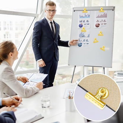 MorningRo 18 Pcs Magnetic Clips Metal Heavy Duty, Gold, 2.2 Inch - color: Gold