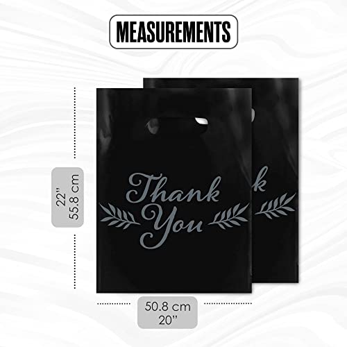 Thank You Merchandise Bags, 1.75 Mil Thick, 20" x 22", 100 Pk, Black, White - color: Black, size: 20" x 22"
