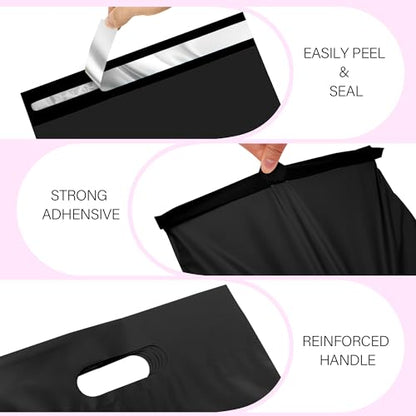 Poly Mailers 10x13 Inch, 100 Pack, Black Self-Seal Handle Bags - color: Handleblack, size: 10x13 Inch 100 Pcs