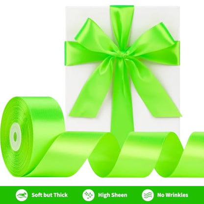 Mauproy Lime Green Satin Ribbon, 1-1/2 Inch, 50 Yards - color: Lime Green