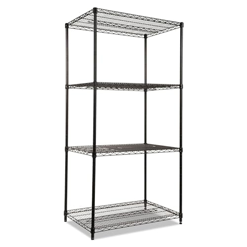 Alera NSF Certified Industrial Four-Shelf Wire Shelving Kit, 36w x 24d x 72h, Black - color: Black, size: 36" x 24" x 72"