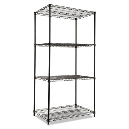 Alera NSF Certified Industrial Four-Shelf Wire Shelving Kit, 36w x 24d x 72h, Black - color: Black, size: 36" x 24" x 72"