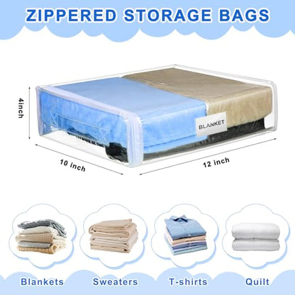 Kenning 20 Pcs Clear Zippered Storage Bags, Sheet, White, 12 x 10 x 4 Inch - color: White, size: 12 x 10 x 4 Inch
