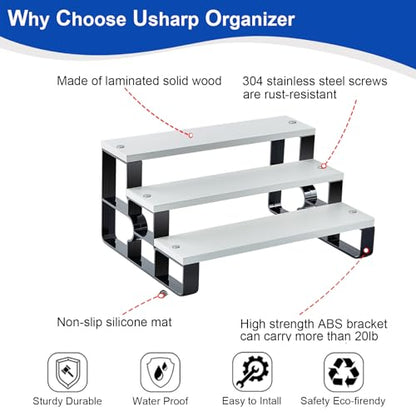 3 Tier Wooden Perfume Organizer, Makeup & Skincare Display Stand Bathroom - color: White, size: 3 Tiers-width=11.2"