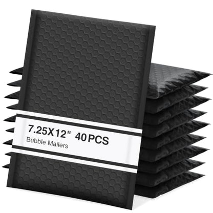 UCGOU Bubble Mailers 7.25x12" 40 Pack Usable Size 7.25x11" Black Bubble Bag - color: Black, size: 7.25x12" 40PC