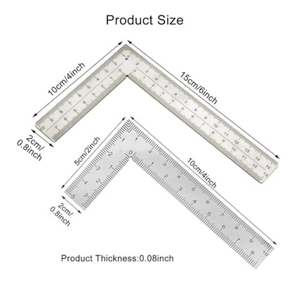 Stainless Steel L Shaped Ruler,2 inch by 4 inch(5 * 10cm),4 inch by 6 inch(10 * 15cm),Square Framing Measuring Tool for Engineer Carpenter,2 Pieces(Sliver)