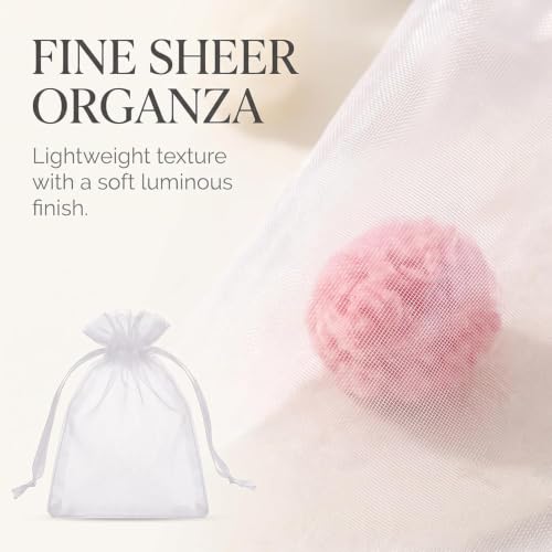 Mozff 100Pcs White Mini Sheer Organza Gift Bags, 2x3 Breathable Storage Bag with Drawstring, Mesh Bags for Wedding Favor Party Pouch, Candy Pouches Gift Wrapping Supplies,Stationery and Gift Wrapping