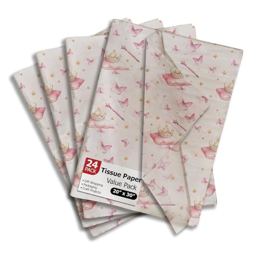 Pro Supply Global Fairy Tale Princess Printed Tissue Paper -Tissue Paper for Gift Bags - Gift Bag Wrapping Paper - Gift Wrapping Paper - Girl's Tissue Paper | 24 Sheets 20" x 30" - color: Princess, size: 1 Sheet (Pack of 24)