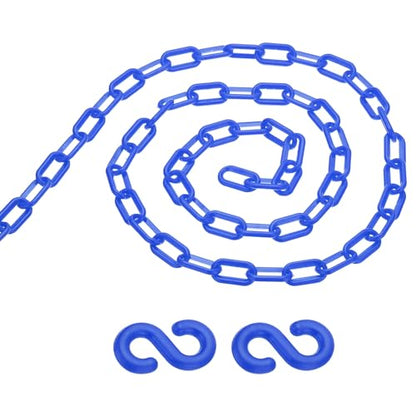 PATIKIL 13Ft Plastic Chain Barrier, Safety Link Chain with 2 S-Hooks for Crowd Control at Driveway Elevator Parking Lot, Blue - color: Blue