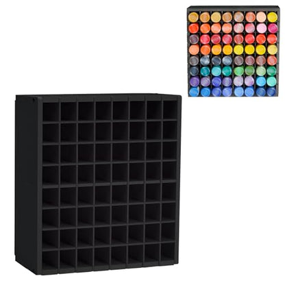 Krafetto 64-Grid Paint Organizer for 2 Oz Bottles, Wall Mount, Black - color: 1pc black paint rack