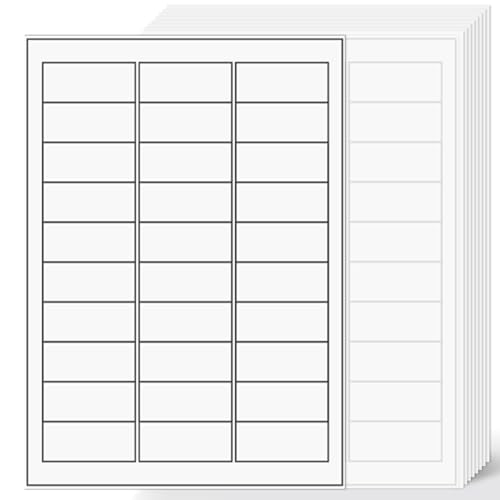1" x2-5/8 Shipping Address Labels, Blank Mailing Labels, 30-UP White Self-Adhesive Name Tag Stickers for Inkjet and Laser Printer [100 Sheet 3000 Labels] - size: 1" x 2-5/8" (30-up), style: 100 Sheets
