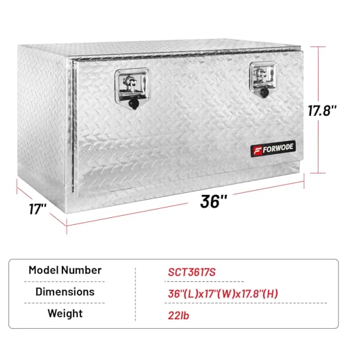 FORWODE 36 Inch Underbody Truck Tool Box Aluminum Trailer Toolbox Silver - color: Silver, size: 36x17x18 inch