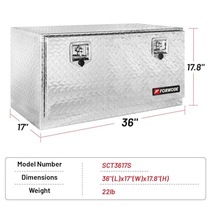 FORWODE 36 Inch Underbody Truck Tool Box Aluminum Trailer Toolbox Silver - color: Silver, size: 36x17x18 inch