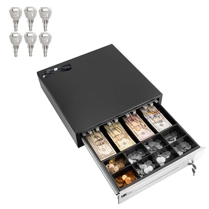 HK SYSTEMS 16" "Stainless Steel" Front Heavy Duty Black POS Cash Drawer with 4Bill/8Coin "Stainless Steel" for Canada - size: 16" POS_FBM