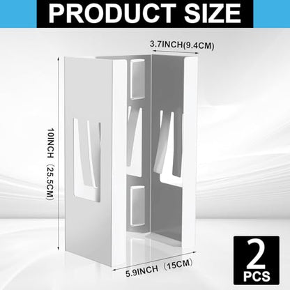 Lounsweer 2 Pcs Magnetic Glove Box Holder Wall Mount Dispenser, White - color: White