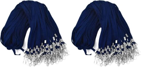 Beebel Lanyards 200 Pack Navy Blue Lanyards with Swivel Hook Clips for ID Name Badge Holder (Navy Blue, 200 Pack) - color: Navy Blue, size: 200 Pack