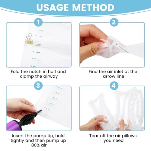 Air Pillows for Shipping Packaging Air Bags with Pump, 700 Count Inflatable Shipping Supplies Box Filler Packing Materials, Alternative to Packing Peanuts, Purse Stuffers for Shape 3.54" x 7.87"